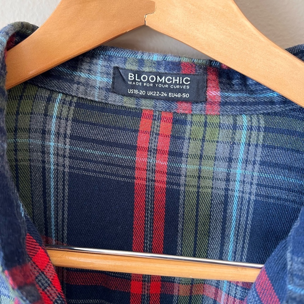 BloomChic Multicolor Plaid Long Sleeve Flannel Dress - Picture 5 of 9